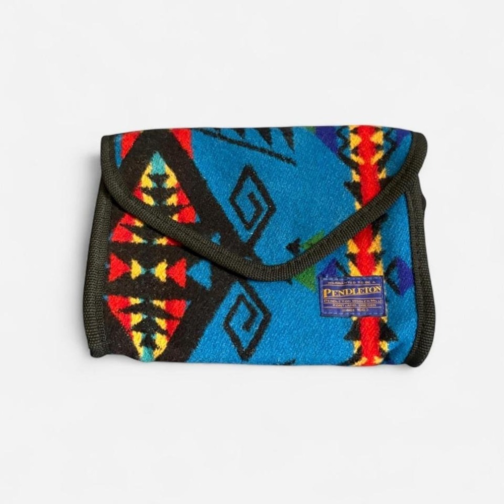 Vintage Pendleton Pouch Cosmetics Case‎ Organizer Southwestern Wool Orange Black